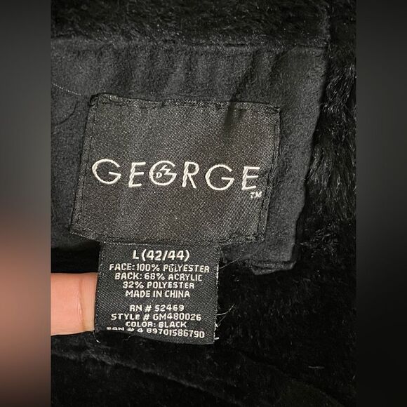 George Black Suede Fleece lined Jacket Full Zip Sz Large - Picture 9 of 11